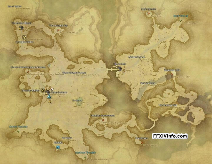 Map of The Eastern Thanalan in FFXIV: 