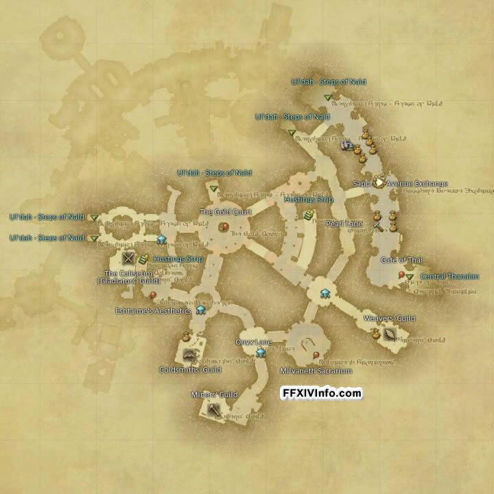 Map of The Uldah in FFXIV: 