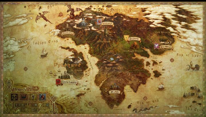 Map of The Eorzea in FFXIV: 